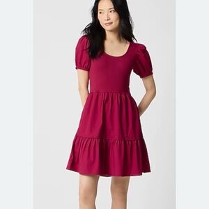 NWT J Crew burgundy puff sleeve mixy mini dress